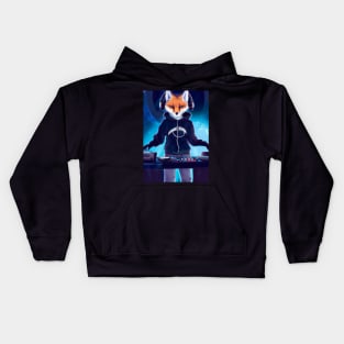 Fox at the DJ booth Kids Hoodie